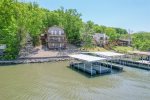 Arial Shot Lakeside of House and Dock